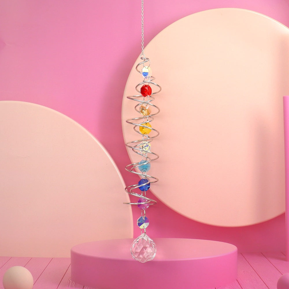 zensoullab Spiral Spinner Sun Catcher Crystal Wind Chime Rainbow Maker Rotating Hook Garden Decoration