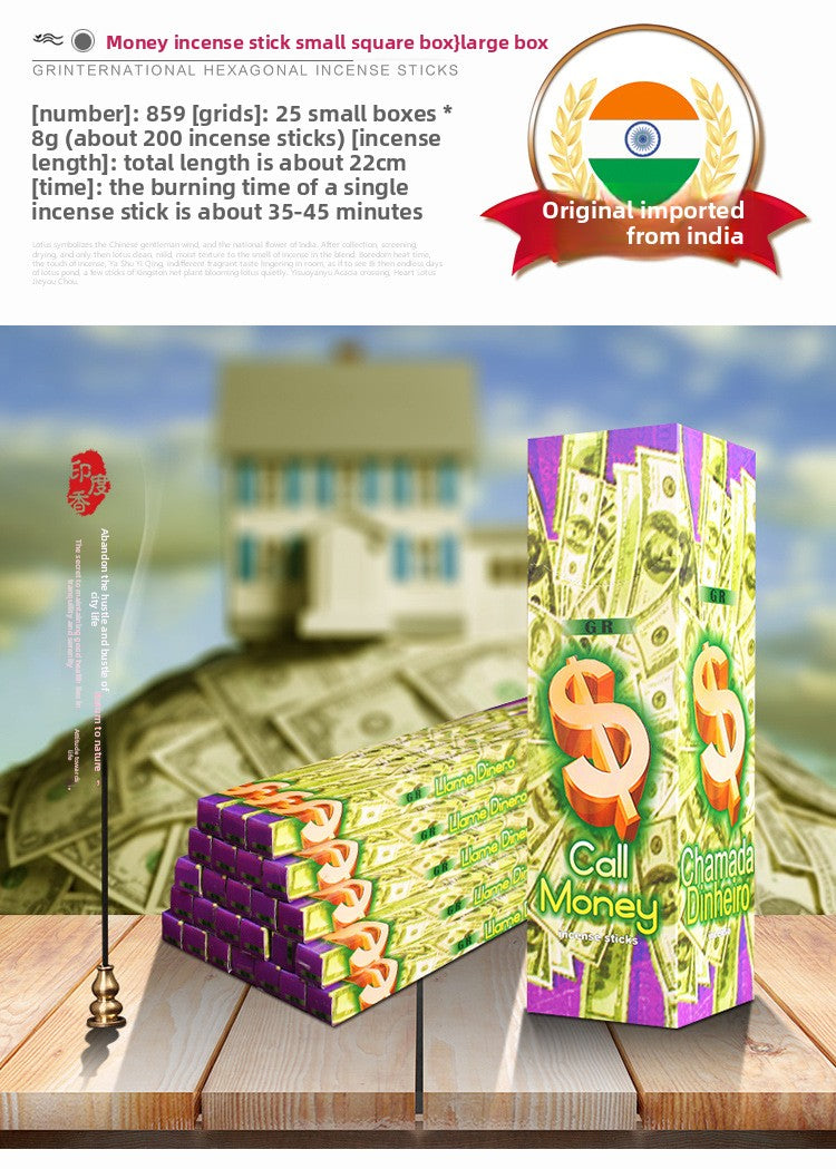 Zensoullab India Fragrant Money Incense (Big Box) Call Money India Original Imported Handmade Incense Joss-Stick 859