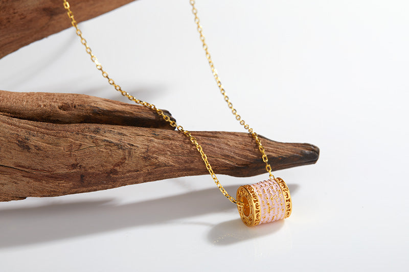 zensoullab Versatile Pink Pendant Necklace S925 Sterling Silver Clavicle Chain Women's Fashion Light Luxury High-end Jewelry