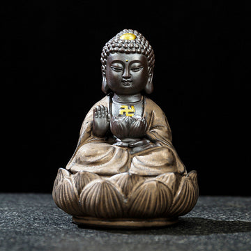 zensoullab Premium Retro Ceramic Buddha New Chinese Style Ornament Zen Tea Pet Home Living Room Desktop Tea Room Car Decoration
