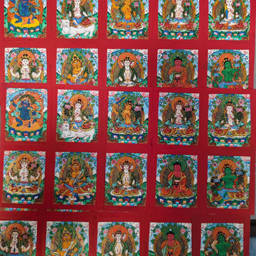 zensoullab Nepal Hand-painted Thangka Zodiac Guardian Buddha Manjushri Yellow God of Wealth Green Tara Gau Box Small Thangka Pendant