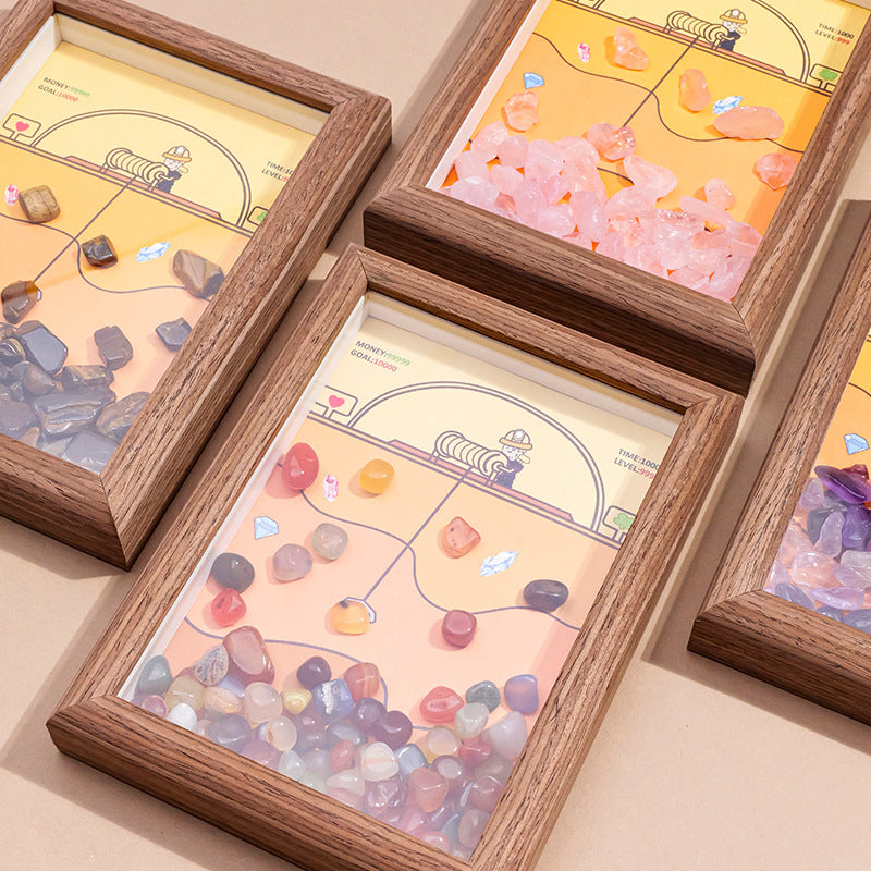 zensoullab Runyang Jewelry Natural Crystal Stone Frame Miner DIY Crystal Crafts 7inch Frame Display Creative