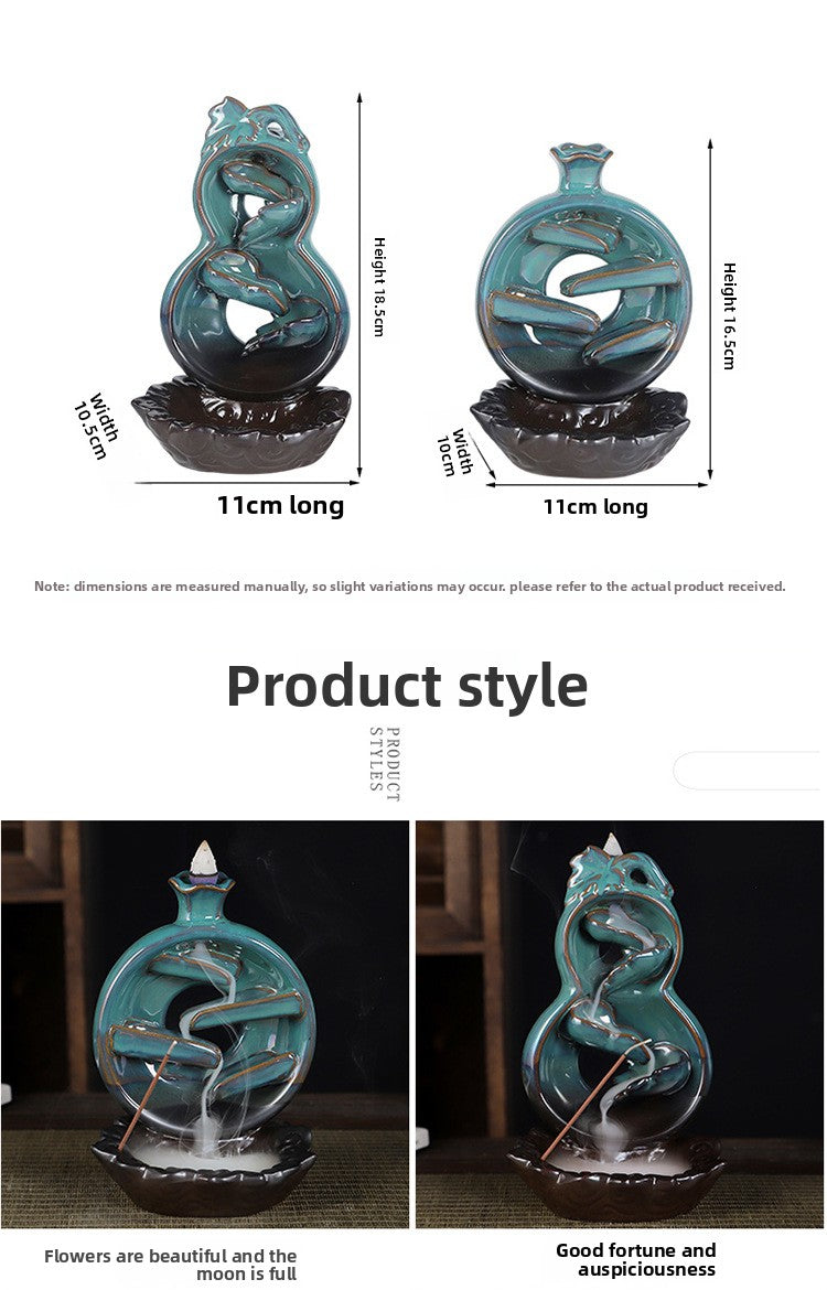 zensoullab Two-Faced Backflow Incense Burner Ceramic Mountain Water Flow Incense Burner Ceramic Incense Holder Office Creative Ornament