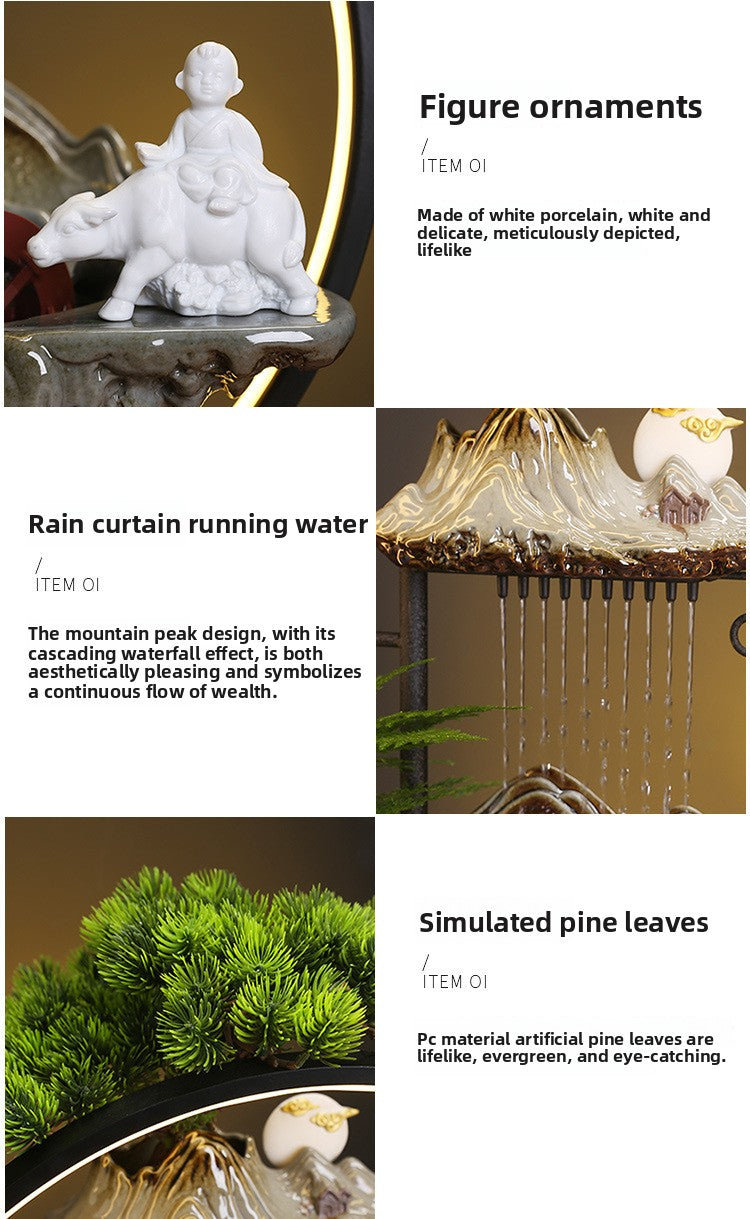 zensoullab Flowing Water Ornament Home Backflow Incense Chinese Style Backflow Incense Burner Living Room Humidifier Office Housewarming New Home Opening Gift