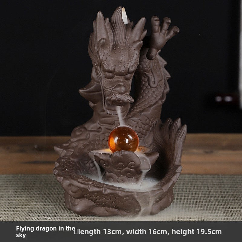zensoullab Backflow Incense Burner Ceramic Zisha Xianglong Prosperous Home Tea Ceremony Office Creative Craft Ornament