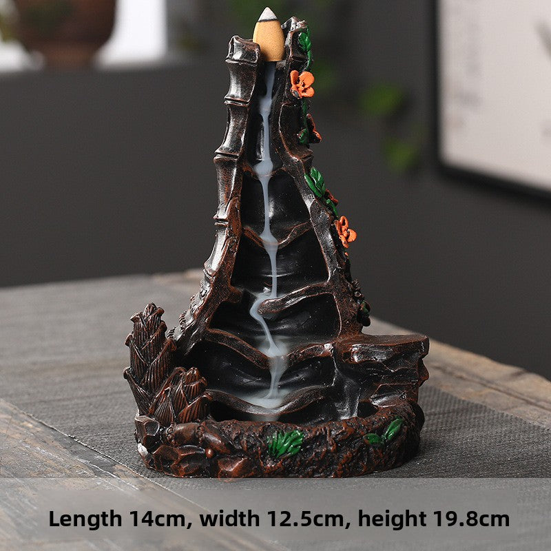 Zensoullab Resin Carving High Mountain Flowing Water Backflow Agarwood Stove Home Indoor Zen Sandalwood Incense Burner Tea Ceremony Decoration Zen Incense Burner