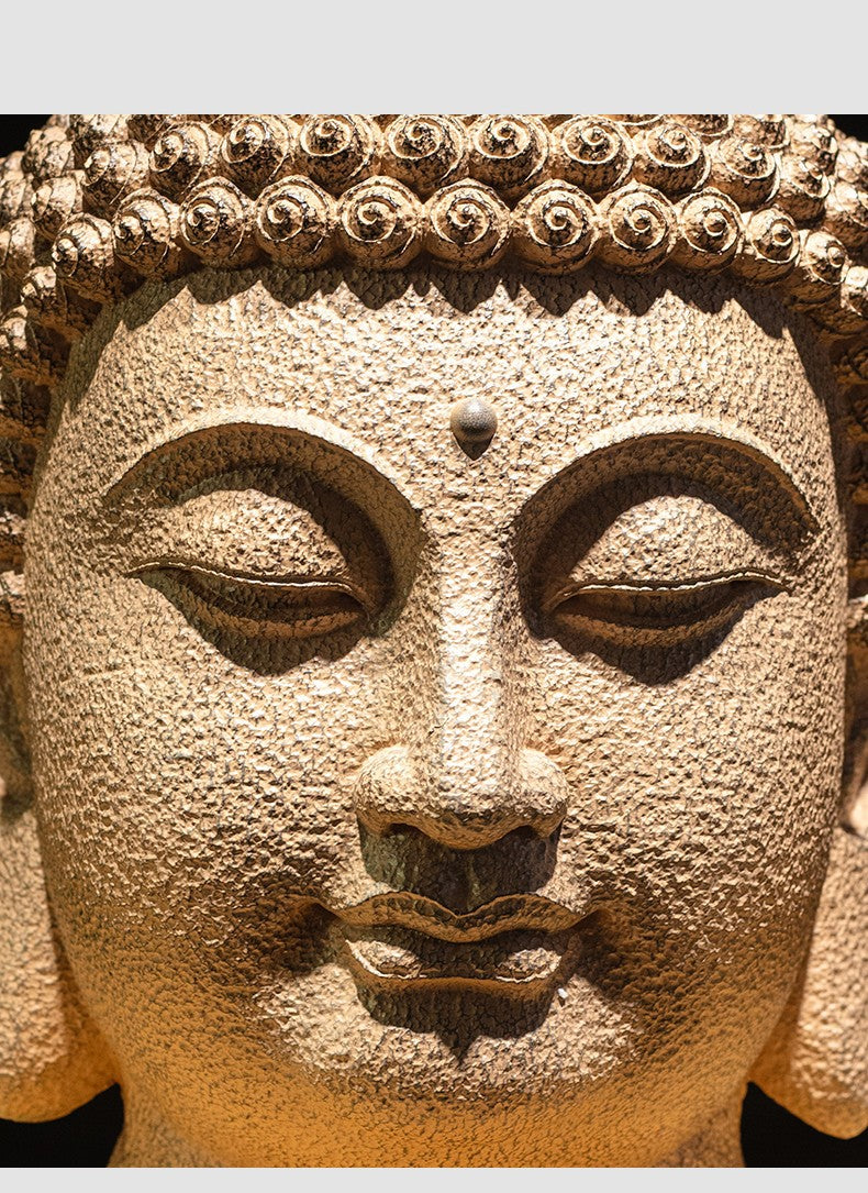 zensoullab New Chinese Style Buddha Head Buddha Statue Zen Ornament Large Compassion Buddha Head Southeast Asian Entrance Hallway Buddhist Decoration