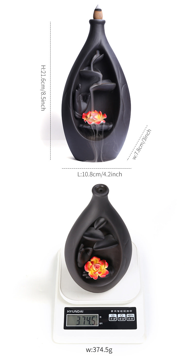 zensoullab Purple Clay Backflow Incense Burner Special for Creative Large Bottle Left and Right Feng Yuan Waterfall Backflow Incense Burner