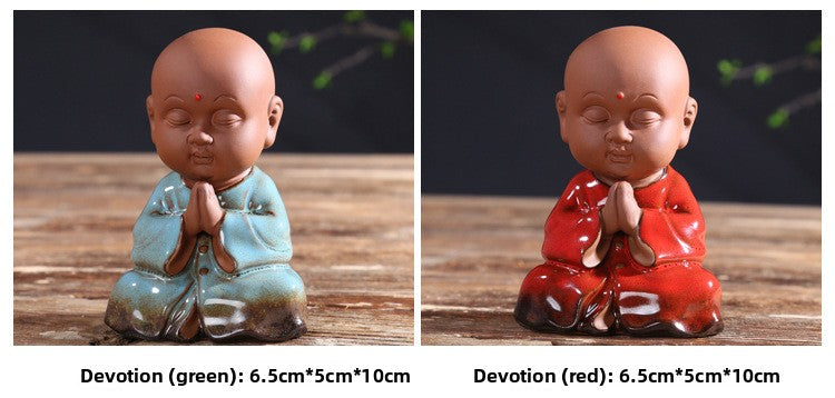zensoullab Zen Purple Clay Blessing Little Monk Tea Pet Creative Ceramic Kung Fu Tea Tea Set Accessories Chinese Home Decoration