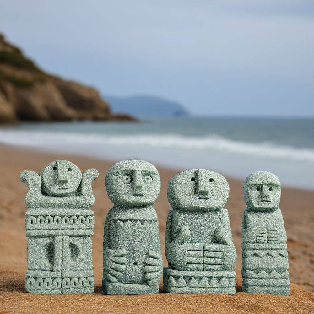 zensoullab Bali Stone Man Green Sandstone Micro Landscape Fish Tank Ornament Bonsai Creative Personalized Craft Desktop Decoration