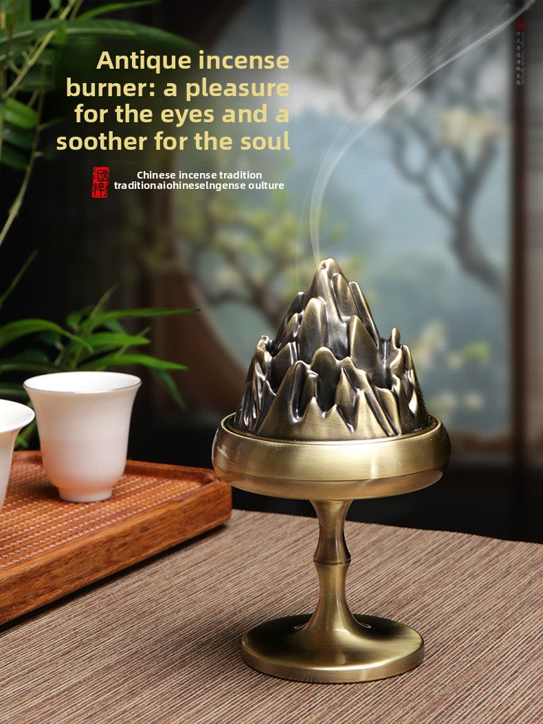 zensoullab High Rise Mountain Furnace Chinese Style Incense Burner Creative Home Indoor Antique Zen Ornament Incense Ceremony Study Tea Room Incense Burner