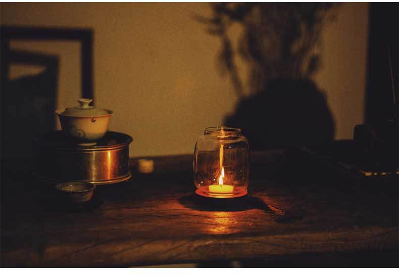 zensoullab Glass Candle Holder Ornament Home Chinese Style Aromatherapy Wax Wind Cover Vintage Special Electronic Small Candle Light Romantic Zen Light Luxury