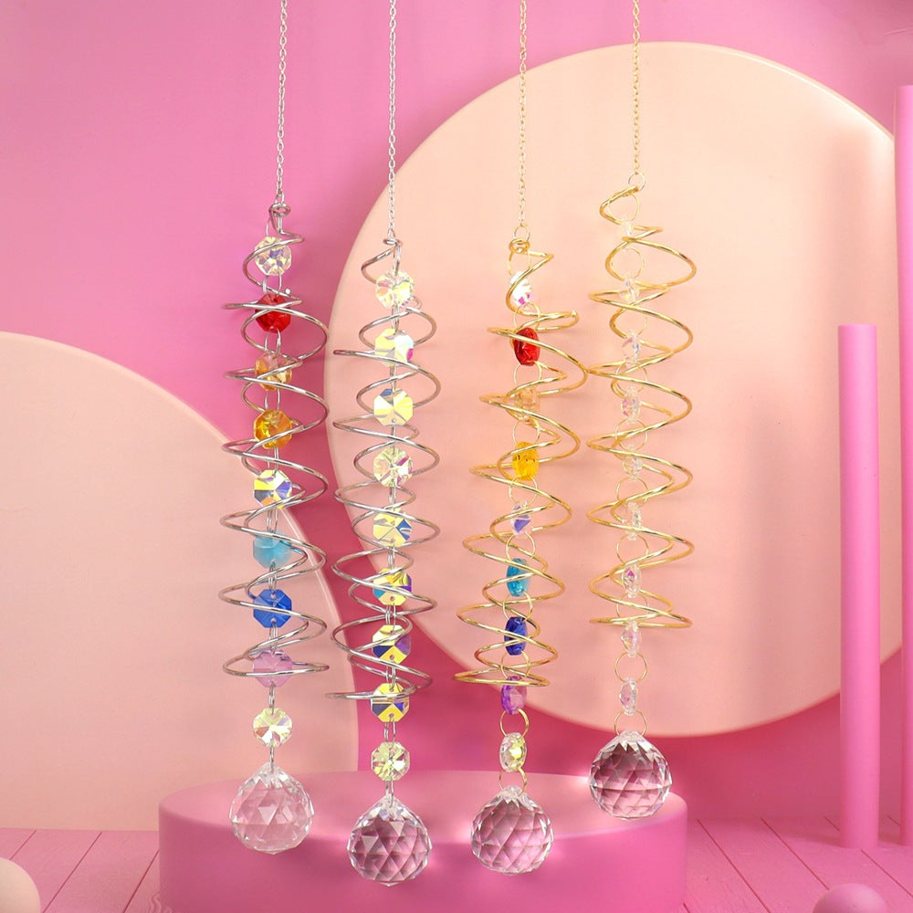 zensoullab Spiral Spinner Sun Catcher Crystal Wind Chime Rainbow Maker Rotating Hook Garden Decoration