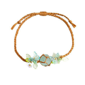 zensoullab Spring Butterfly Wreath Natural Fluorite Braided Rope Bracelet Crystal Gravel Bracelet
