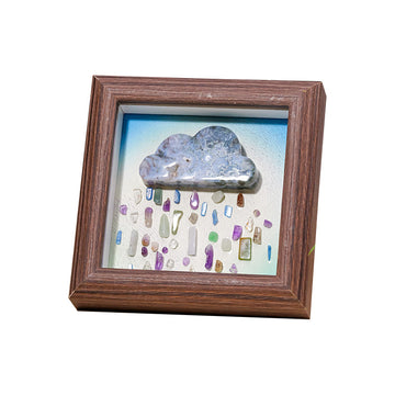 zensoullab Runyang Jewelry 4inch Natural Crystal Raw Stone Photo Frame Ornament Red Agate Fluorite Cloud Crushed Stone Painting Crystal Decoration