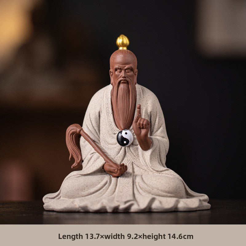 zensoullab Zen Style Chinese Ceramic Taishang Laojun Three Pure Ones Taoist Patriarch Yuanshitianzun Living Room Creative Home Decor Antique Shelf Ornament