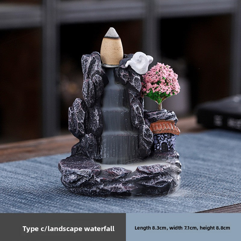 zensoullab Resin Backflow Incense Burner Small Creative Home Aromatherapy Burner Decorative Smoke Sandalwood Incense Burner