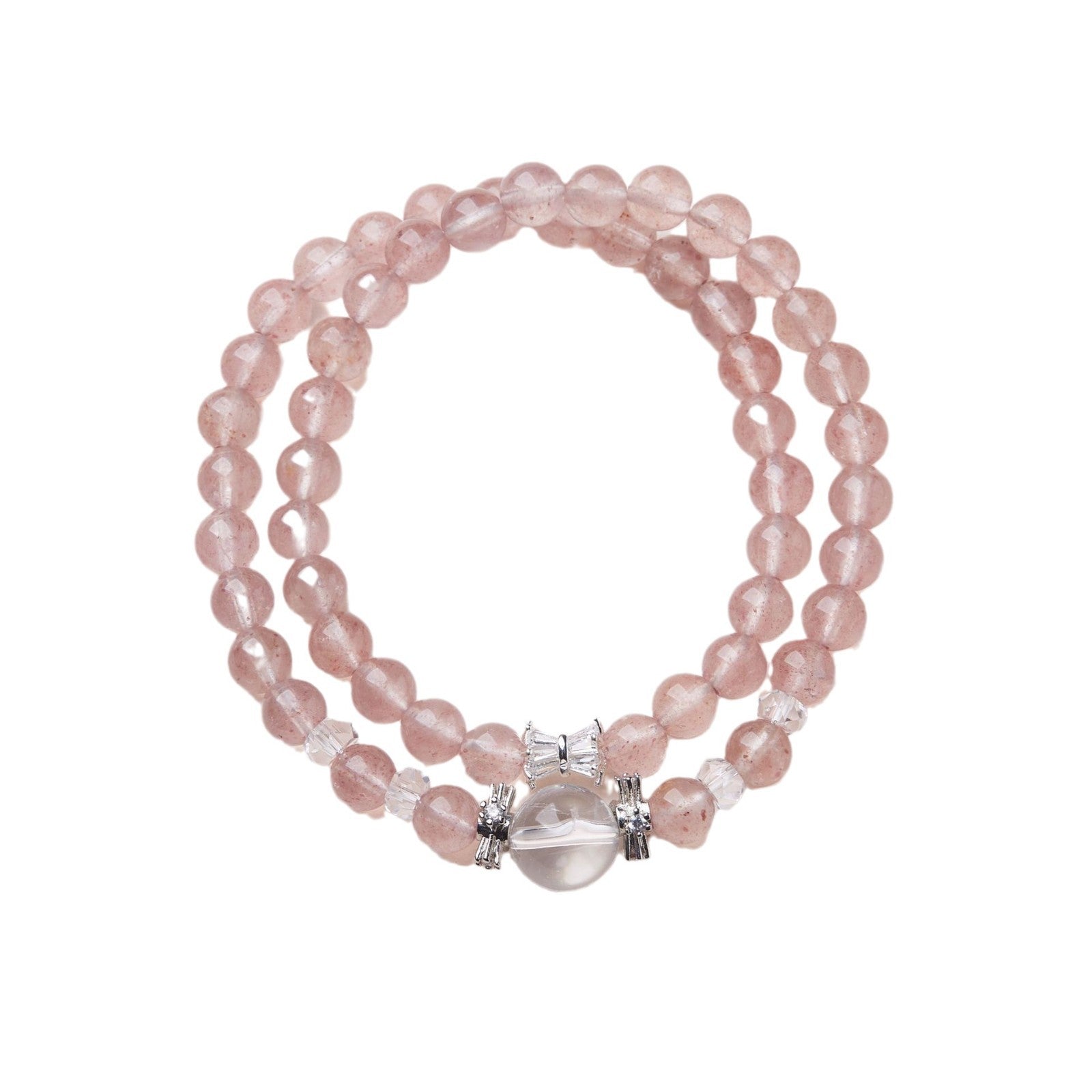 zensoullab Strawberry Crystal Bracelet for Women White Crystal Double Circle Crystal Bracelet