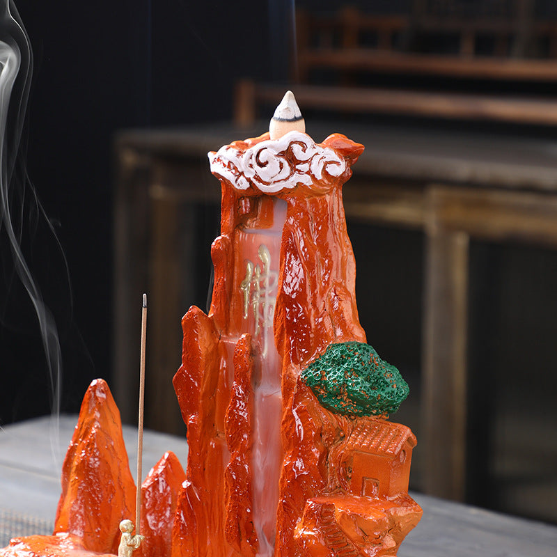 zensoullab Large Resin Backflow Incense Burner Entrance Decoration Incense Ceremony Aromatherapy Burner Fish Tank Rockery Landscape Sandalwood Burner Antique Decoration
