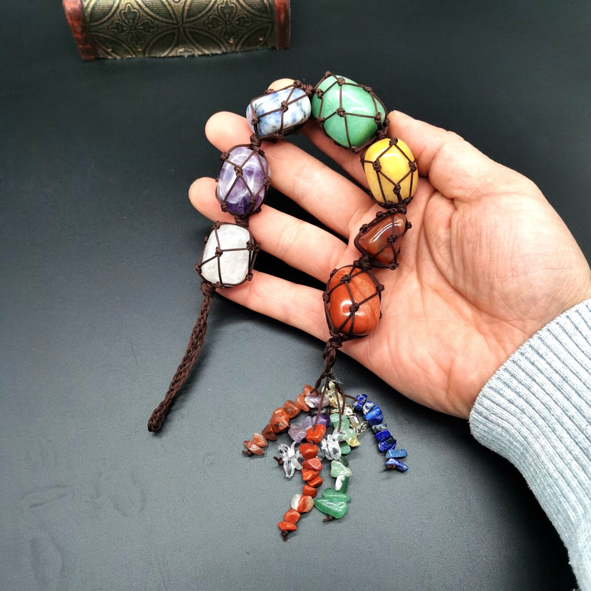 zensoullab Gravel Tree of Life Dream Catcher Hanging Ornament Agate Pendant