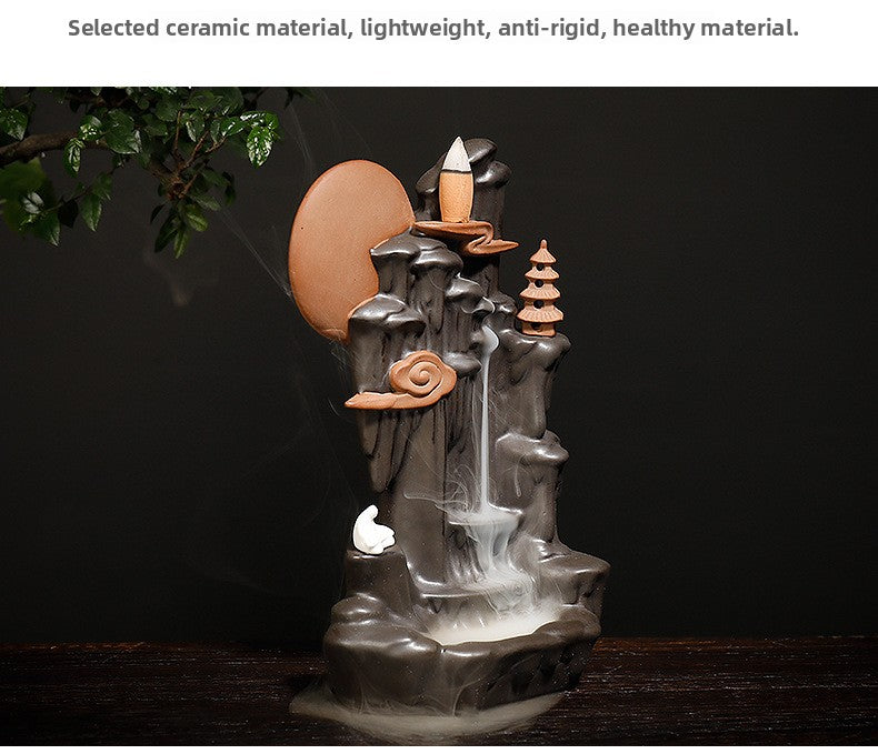 zensoullab New Teapot Smoke Backflow Incense Burner Large Ceramic Ornamental Incense Burner Home Decor Craft