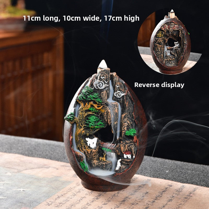 zensoullab Creative Resin Large Great Wall Backflow Incense Burner Home Decor Craft Ornament Incense Holder Incense Seat Backflow Aromatherapy Burner