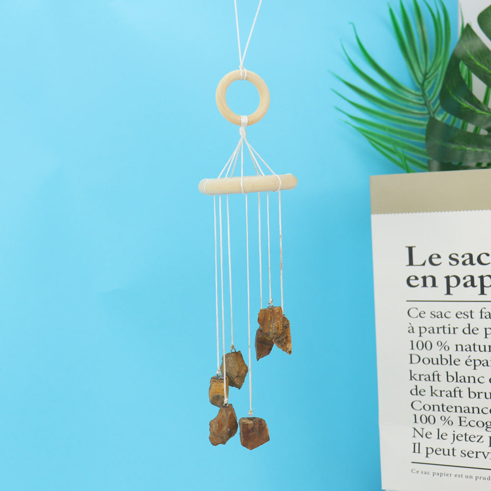 zensoullab Natural Raw Stone Crystal Wind Chime Gardening Crafts Crystal Hanging Holiday Home Decoration