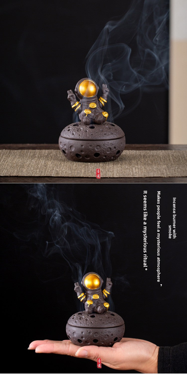 zensoullab Kirin Incense Burner Purple Clay Creative Aromatherapy Burner Home Indoor Incense Ceremony Agarwood Sandalwood Burner Cultural Astronaut Ornament