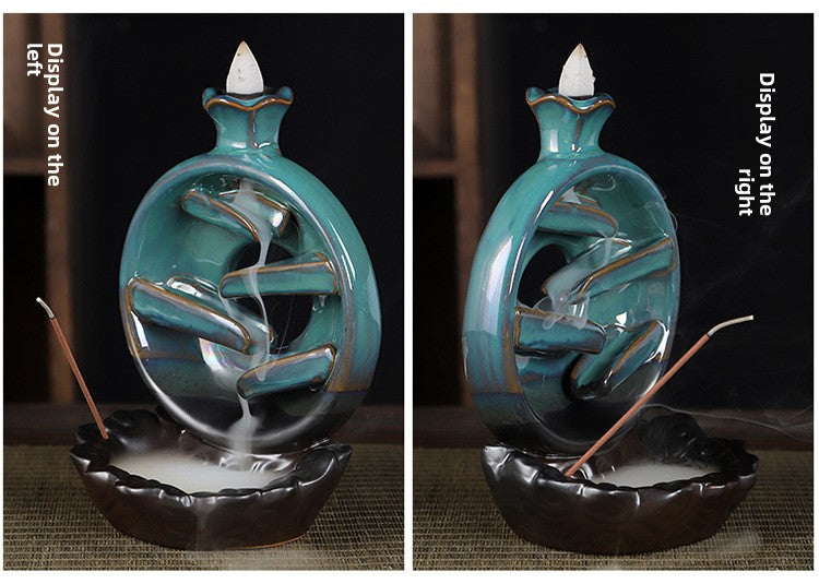 zensoullab Two-Faced Backflow Incense Burner Ceramic Mountain Water Flow Incense Burner Ceramic Incense Holder Office Creative Ornament