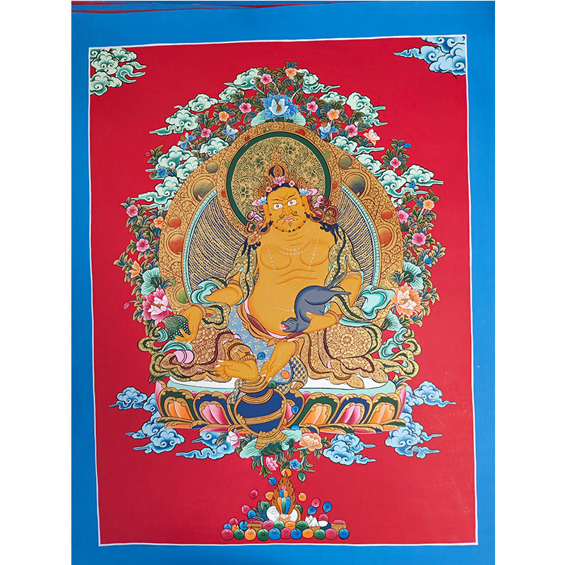zensoullab Nepal Hand-painted Manjushri Thangka Yellow God of Wealth Samantabhadra Four-armed Guanyin White Tara Green Tara Entrance Wall Hanging Painting