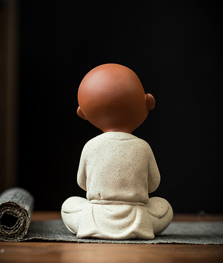 zensoullab Purple Clay Little Monk Cute Character Tea Pet Ornament Kung Fu Tea Set Tea Ceremony Ceramic Little Sha Ni Home Decor Ornament