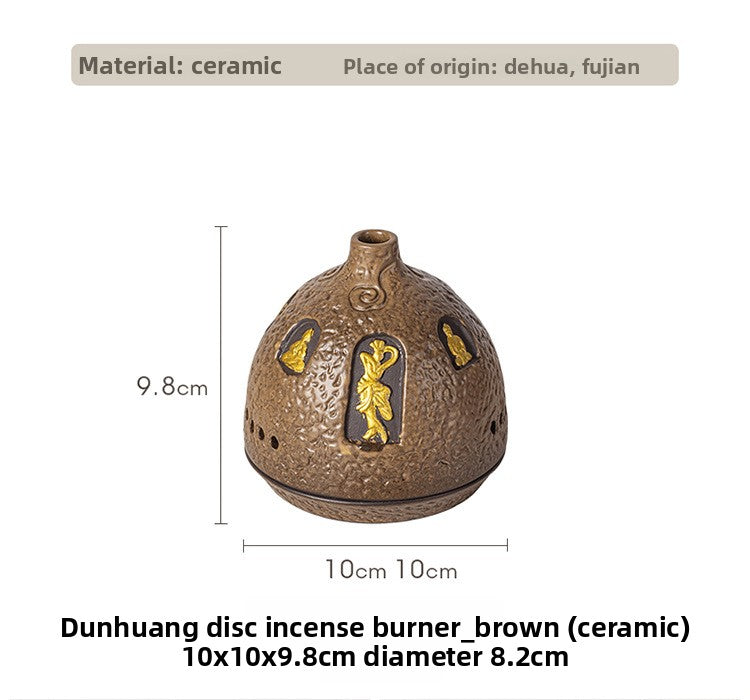 zensoullab Dunhuang Ceramic Incense Burner Home Indoor Incense Holder Incense Stand Aromatherapy Burner Zen Tea Room Desktop Incense Burner Ornament
