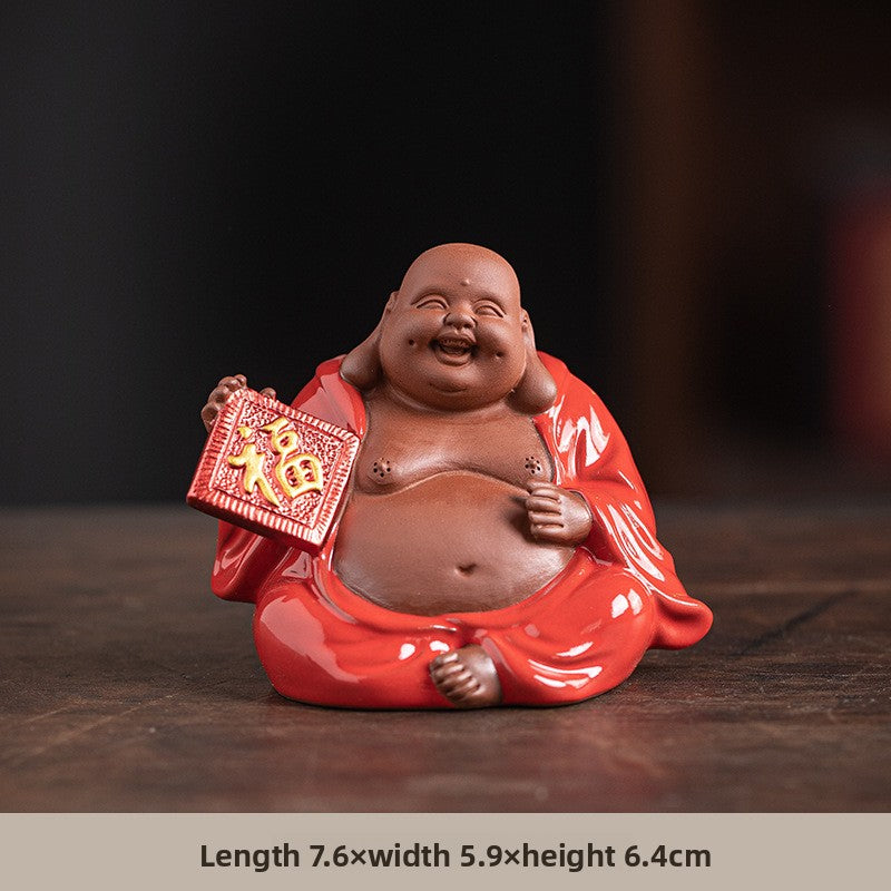 zensoullab Zen Style Chinese Five Blessings Maitreya Fortune Prosperity Longevity Happiness Wealth Smiling Buddha Desktop Small Ornament Creative Home Tea Room Tea Pet