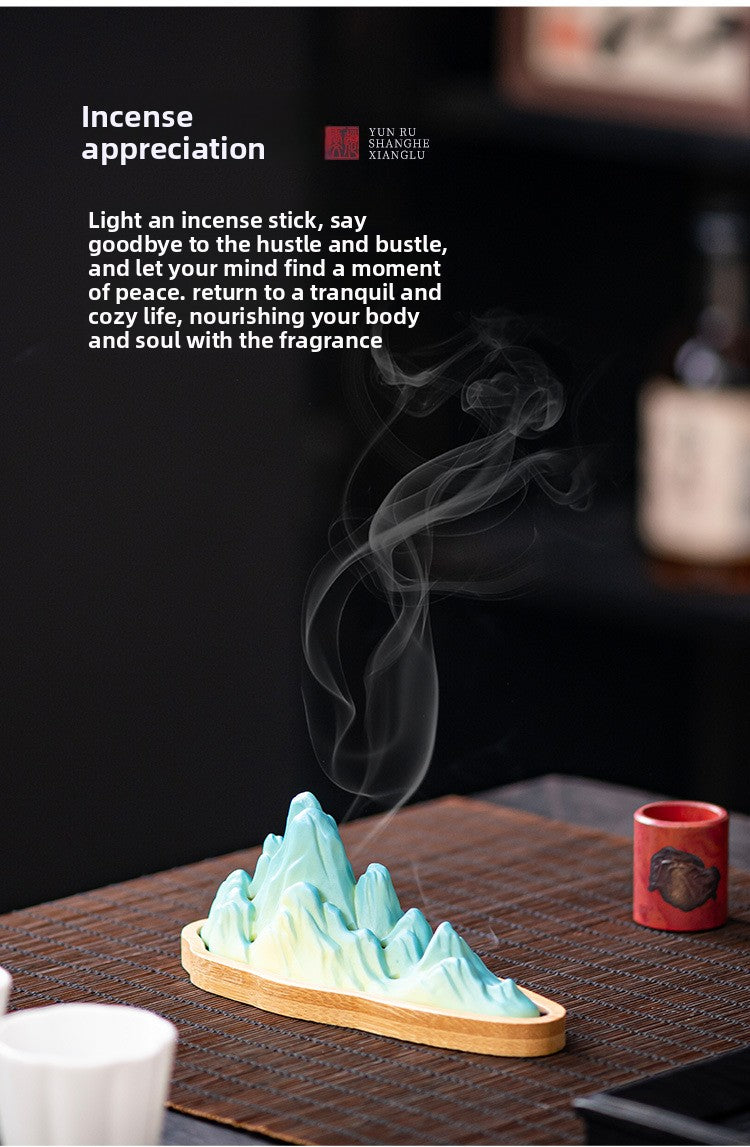 zensoullab Thousand Miles of Rivers and Mountains Ceramic Creative Incense Burner Small Incense Holder Home Indoor Zen Tea Room Aromatherapy Burner Ornament