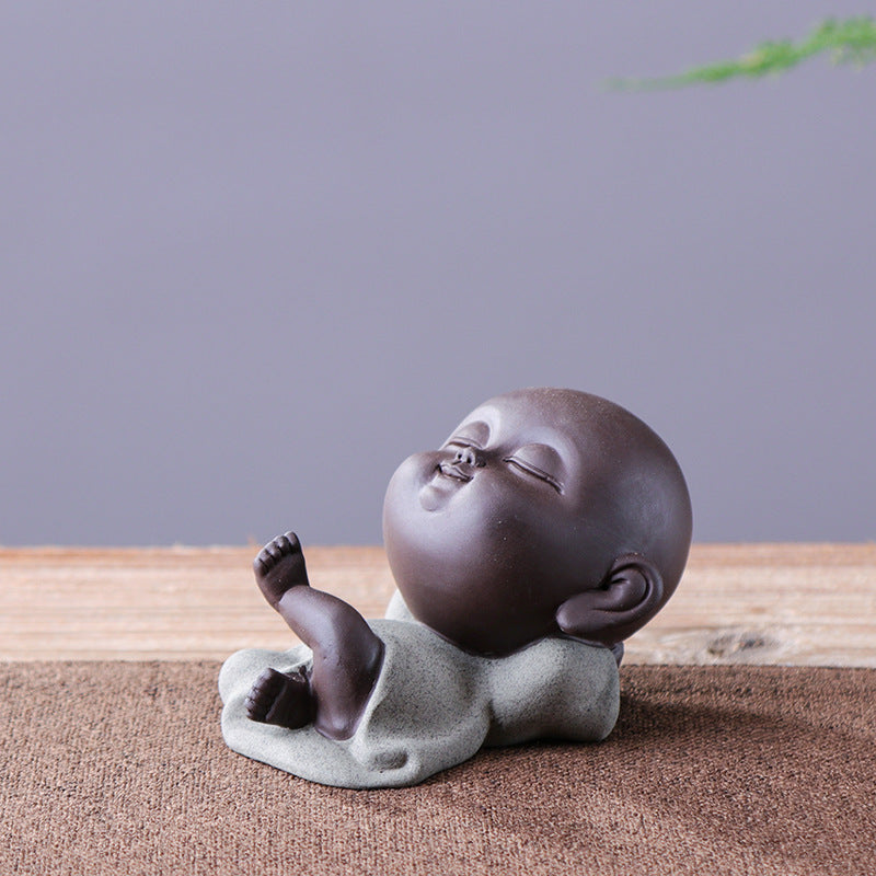 zensoullab Premium Yixing Zisha Cute Little Monk Tea Pet Tea Play Tea Tray Accessories Ceramic Little Sha Mi Bonsai Zen Ornament