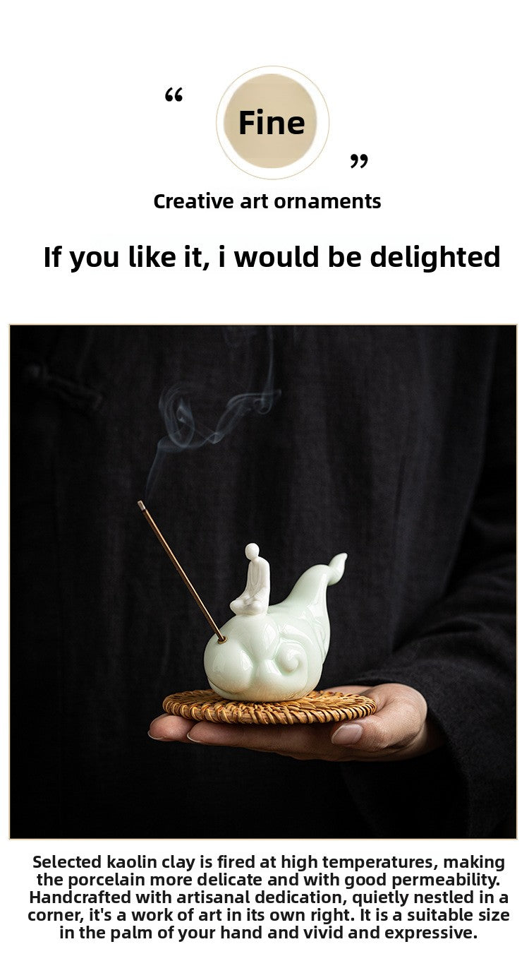 zensoullab Zen Style Formless Buddha Incense Holder Ornament Incense Burner Incense Tray Sandalwood Ceramic Monk Tea Table Decoration