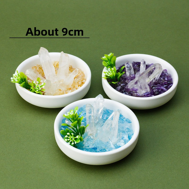 zensoullab Natural White Crystal Single Crystal Micro Landscape Ornament Yellow Amethyst Aquamarine Crushed Stone Demagnetization Home Decor