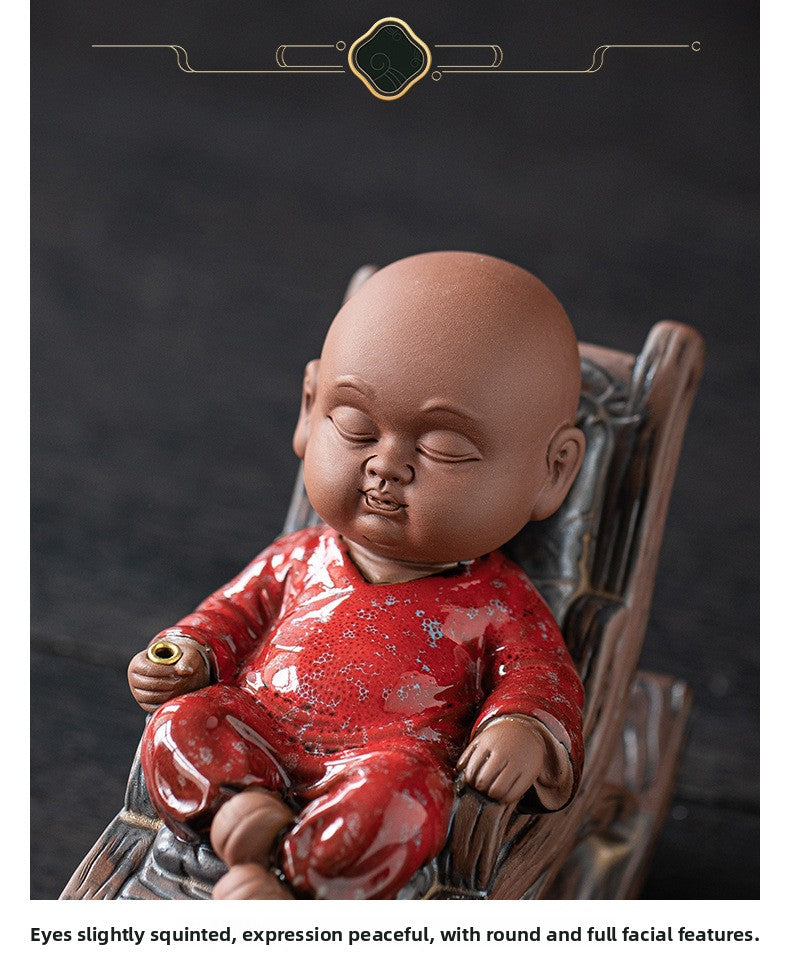 zensoullab Rocking Chair Little Monk Incense Burner Creative Incense Holder Zen Tea Room Aromatherapy Burner Ornament Incense Holder Craft