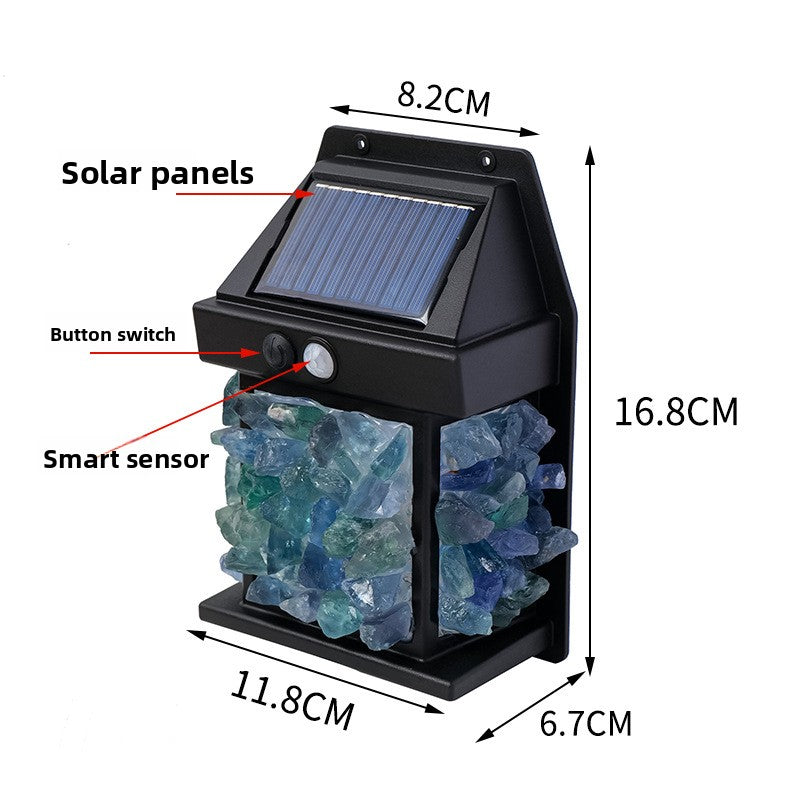 zensoullab Natural Crystal Raw Stone Solar Wall Light Outdoor Courtyard Waterproof Sensor Lighting Household Night Light