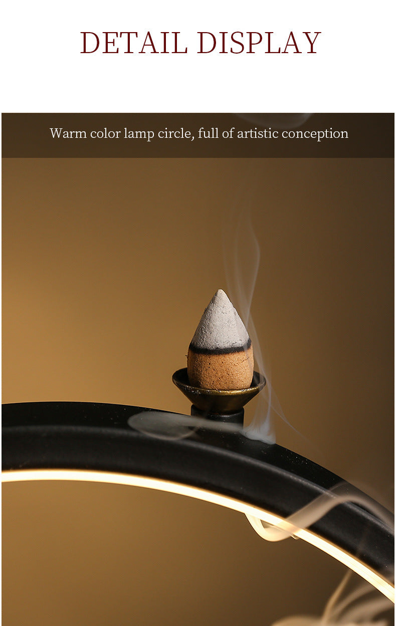 zensoullab Backflow Incense Burner Indoor Incense Creative Zen Buddha Sandalwood Agarwood Tea Ceremony Entrance Living Room Ceramic Lamp Ring Ornament