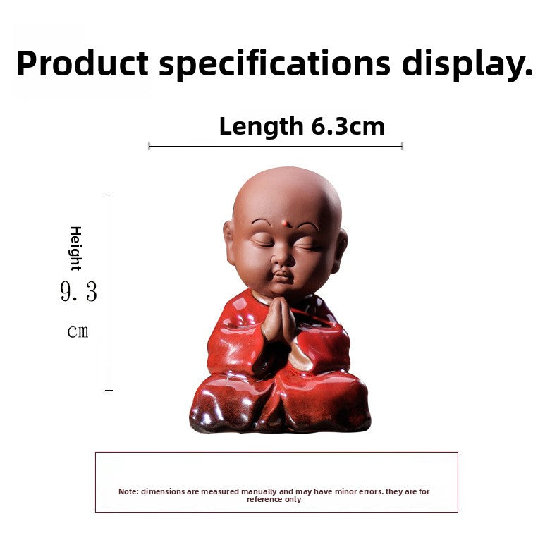zensoullab Zen Purple Clay Little Monk Tea Pet Kung Fu Tea Set Tea Ceremony Accessories Chinese Style Little Monk Home Decoration Small Ornament