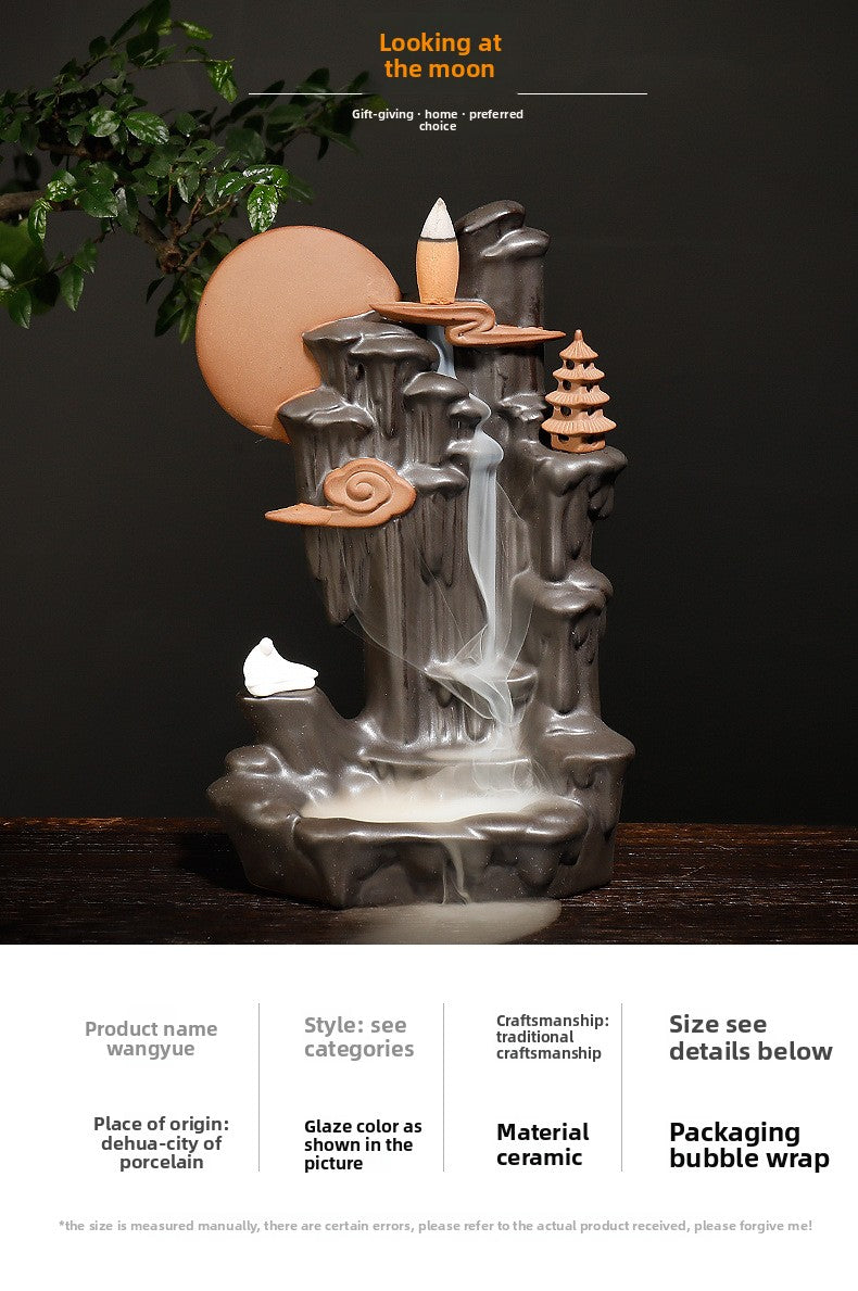 zensoullab New Teapot Smoke Backflow Incense Burner Large Ceramic Ornamental Incense Burner Home Decor Craft
