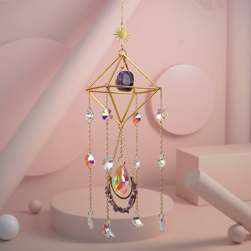 zensoullab Crystal Sun Catcher Air Rack Natural Gravel Lamp Prism Pendant Crystal Hanging Garden Decoration