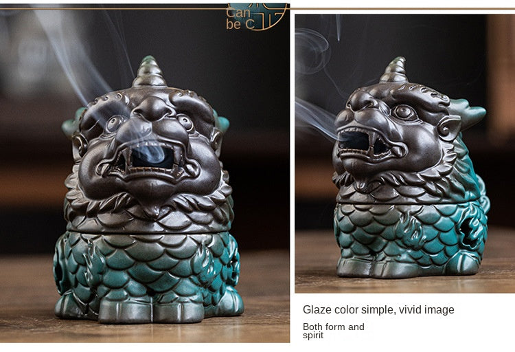 zensoullab Kirin Incense Burner Wealth-Attracting Divine Beast Agarwood Sandalwood Tea Table Home Indoor Incense Ceremony New Chinese Zen Ceramic Ornament
