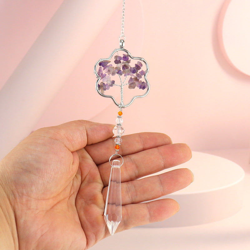 zensoullab Amethyst Gravel Tree of Life Crystal Pendant Hanging Decoration Indoor Curtain Decoration Pendant Accessories