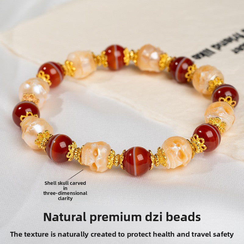 zensoullab Natural Red Meat Pharmacist One-Line Dzi Bead Taiwan Work Agate Bracelet for Men and Women Couples Single Circle Bracelet In Stock