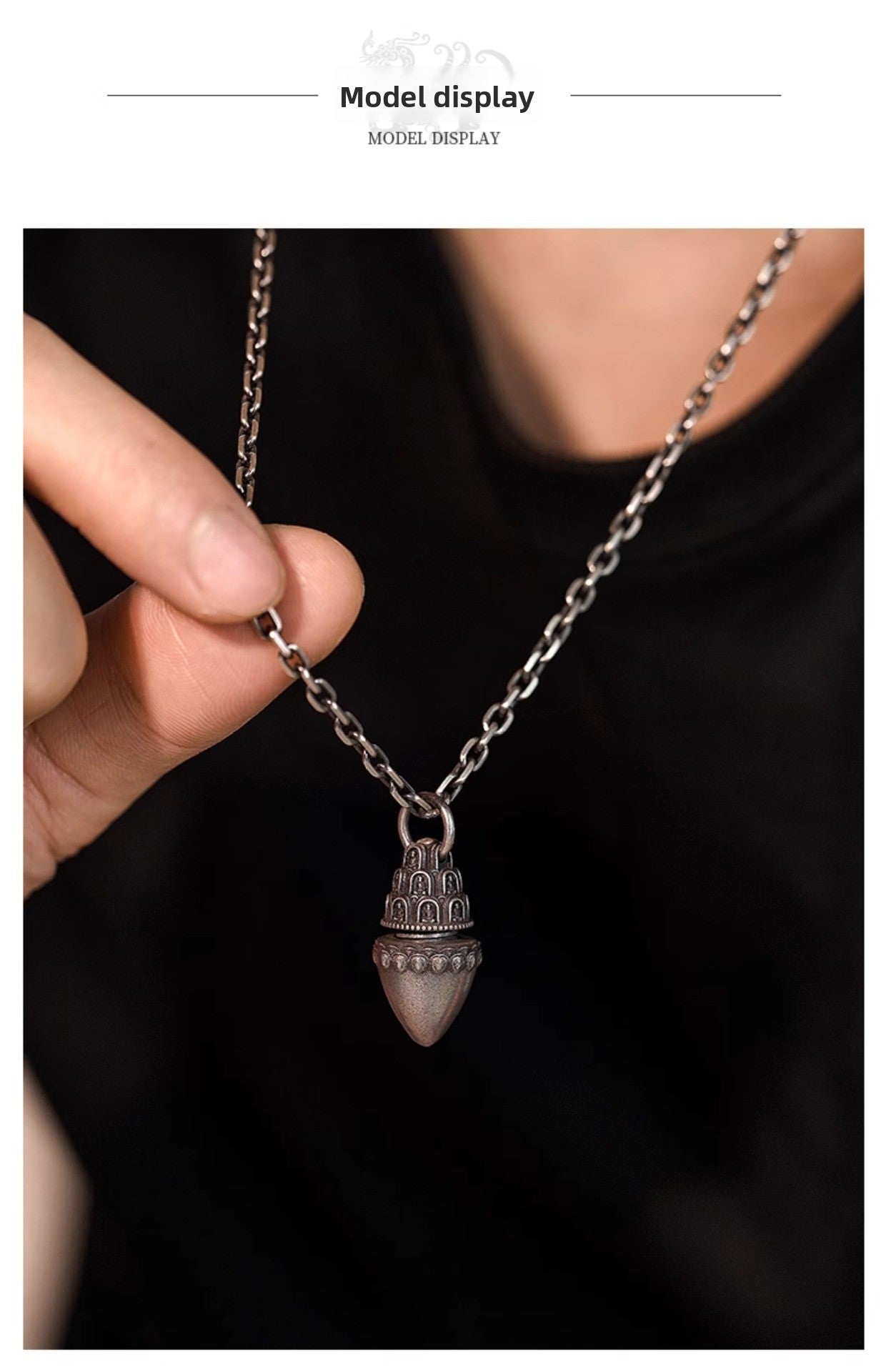 zensoullab Buddha Pagoda Pendant Thai Silver Unisex Tibetan Chinese Style Retro Hanging Pendant Tibetan Style Protective Buddha Pendant