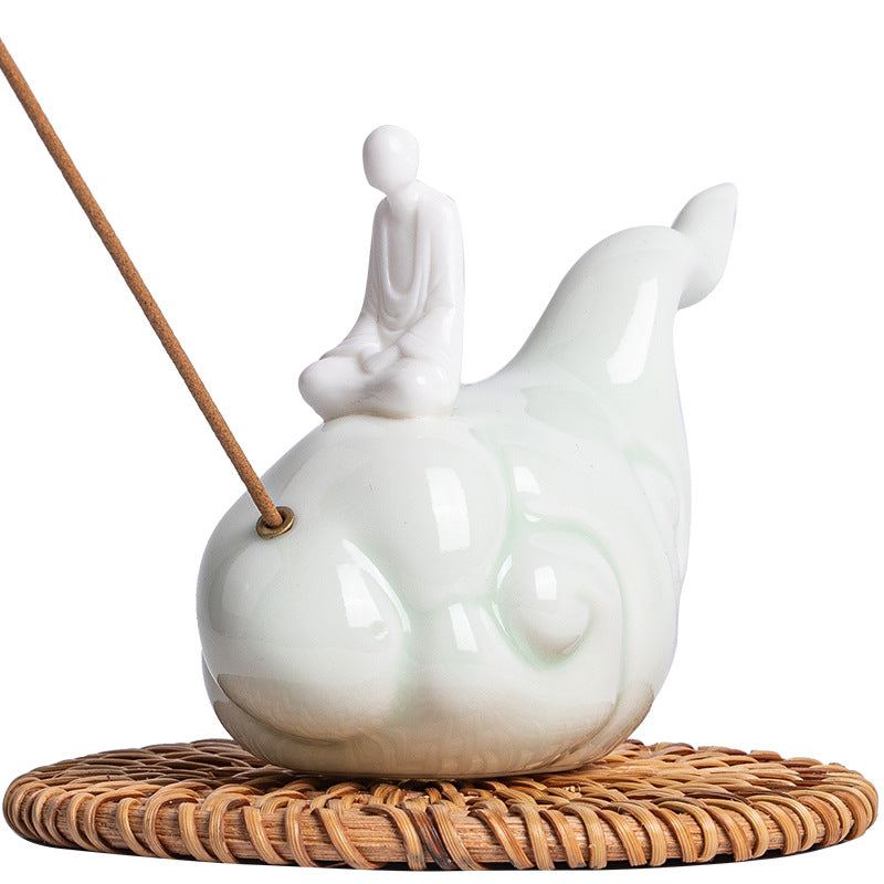 zensoullab Zen Style Formless Buddha Incense Holder Ornament Incense Burner Incense Tray Sandalwood Ceramic Monk Tea Table Decoration