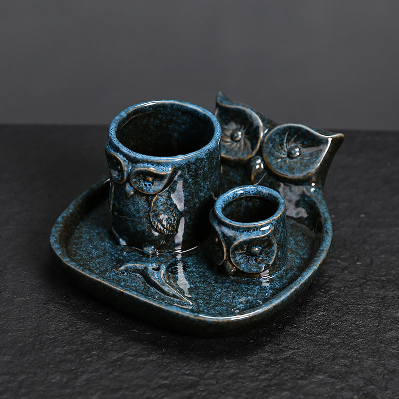 Kiln-Transformed Ceramic Candle Tray American Owl Sage Peruvian Sacred Wood Burning Stand Incense Holder Incense Seat