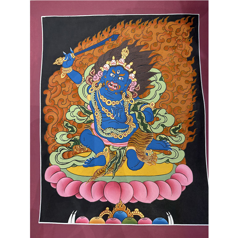 zensoullab Nepal Hand-painted Yellow God of Wealth Green Tara Manjushri Four-armed Guanyin Medicine Buddha Buddha Statue Thangka Table Decoration Hanging Painting